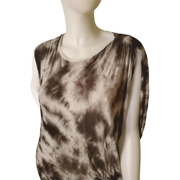 Med Young Fabulous Broke YFB Dress Mini Asymmetrical Y2K Tie-Dye Drape Luxury - Picture 6 of 10
